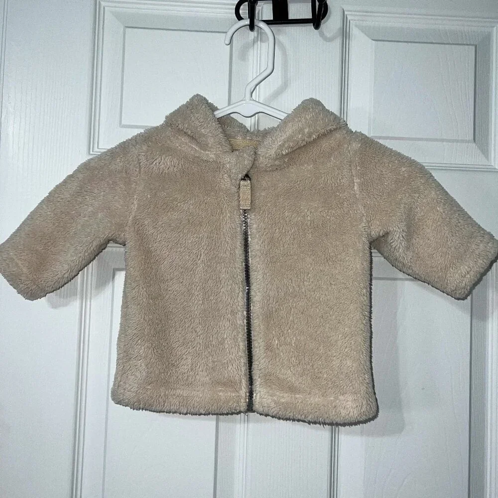 Hanna Andersson Cream Sherpa Full Zip Jacket Size 6-12 Months